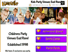 Tablet Screenshot of kidzville.co.za